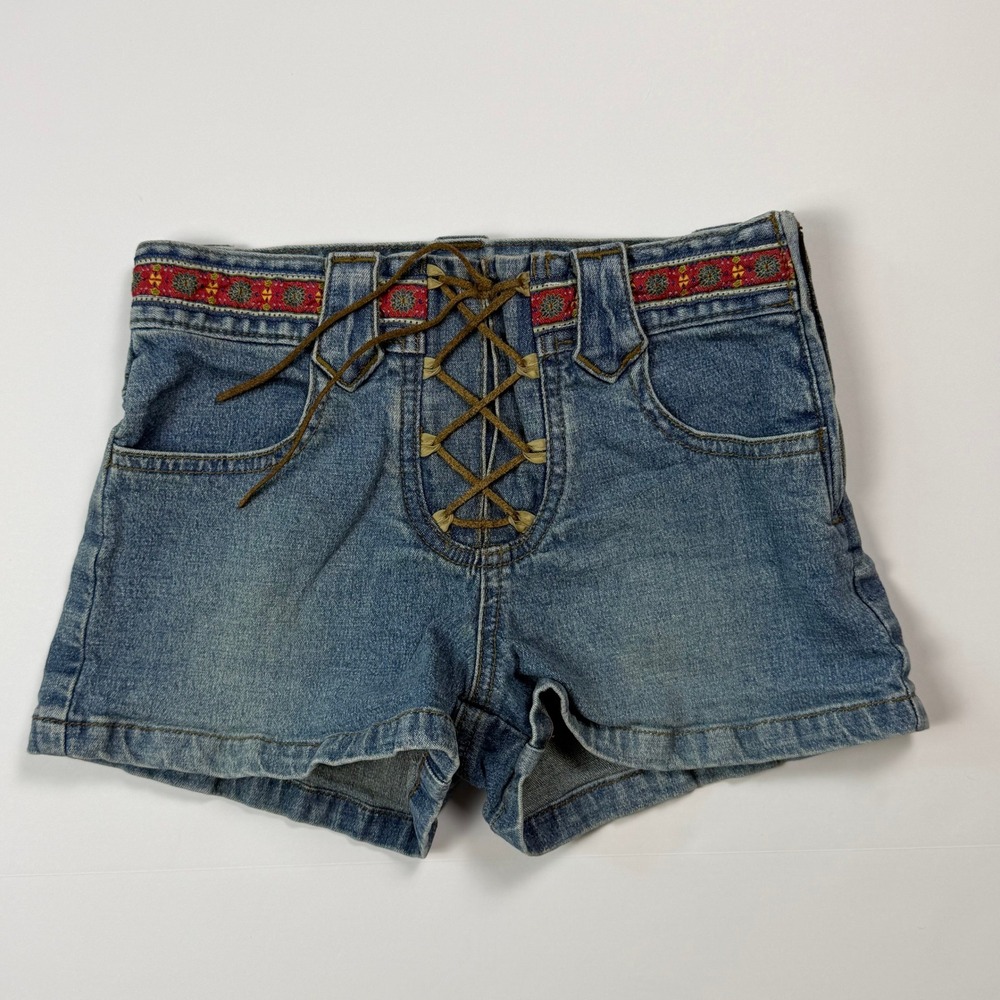 Mary-Kate and Ashley Boho Y2K Girls Denim Shorts Blue Ramie Cotton Blend Size 7